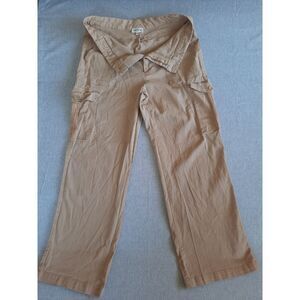 Rewind Women's Size 32w Cotton Spandex Brown Camp Wide Leg Twill‎ Cargo Pants